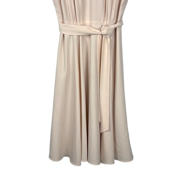 GAL MEETS GLAM ELEANOR PUFF SLEEVE TIE WAIST CREAM SATIN TWILL DRESS - Picture 8 of 16